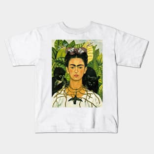 Frida Kahlo Self-Portrait with Thorn Necklace and Hummingbird 1940 Art Print Kids T-Shirt